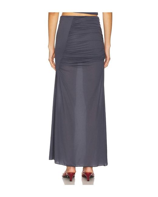 Indah Blue Sina Solid Gathered Band Maxi Skirt