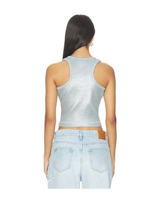 Casablanca Blue Ribbed Plated Tank Top