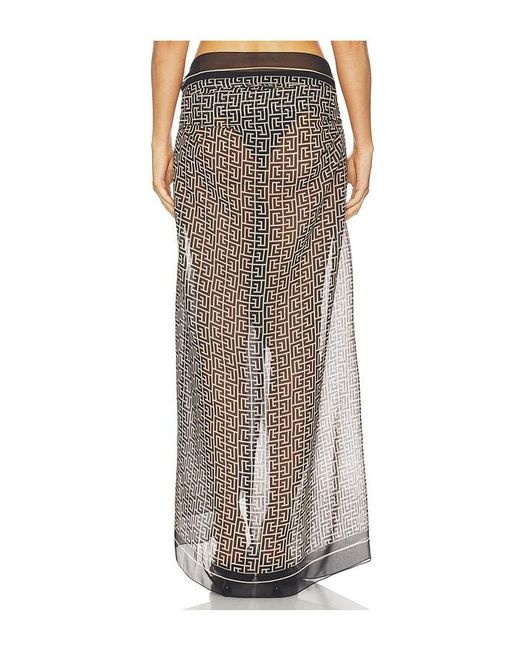 Balmain Black Monogramme Cover Up Pareo