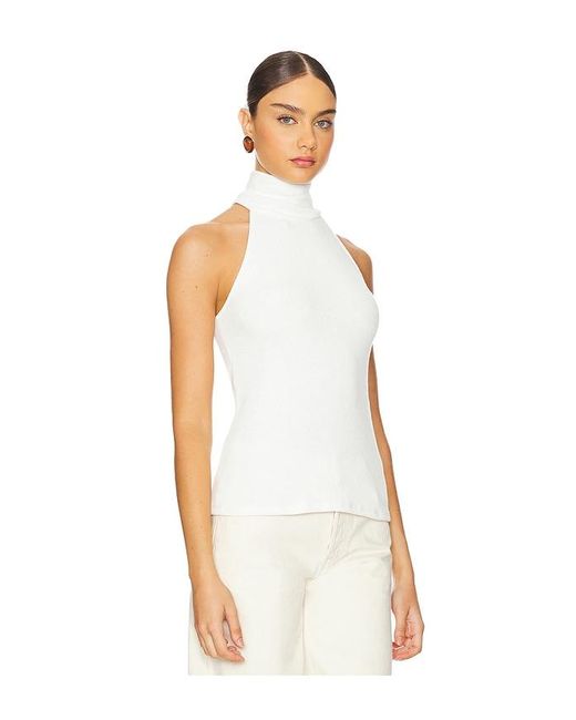 Enza Costa White Knit Halter Turtleneck