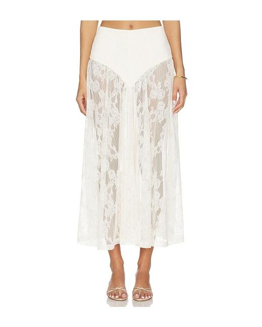 Bardot White Hildie High Waisted Midi Skirt