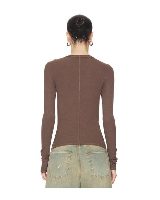 Enza Costa Brown Silk Rib Essential Crew
