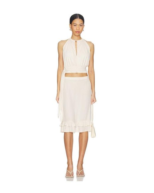 With Harper Lu White Frill Midi Skirt