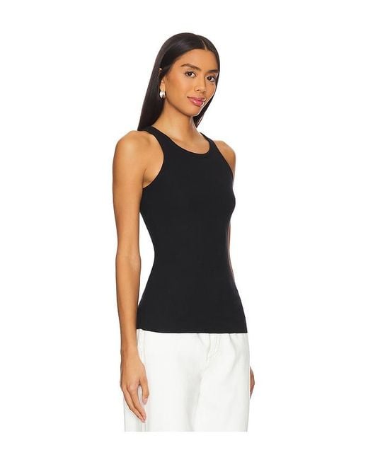 ÉTERNE Black High Neck Fitted Tank Top
