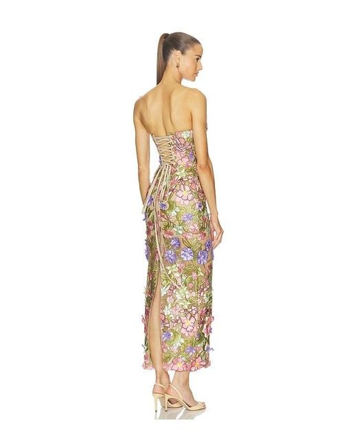 Bronx and Banco White Iris Floral Maraya Strapless Ankle Dress
