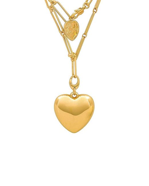 Jenny Bird Metallic X Revolve Puffy Heart Chain Necklace