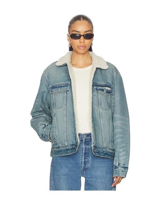 Calvin Klein Blue Sherpa Trucker Jacket