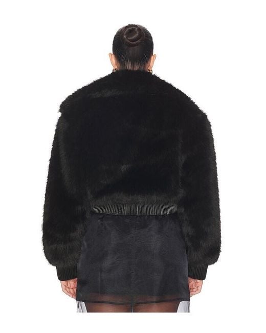 AFRM Black Adelaide Faux Fur Bomber Jacket