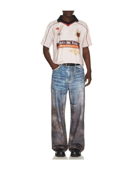 ANDERSSON BELL Blue Dust Printed Football Jersey T-Shirt for men