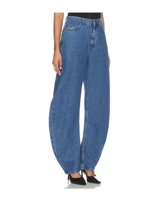 ROTATE BIRGER CHRISTENSEN Blue Draped Barrel Leg Jeans
