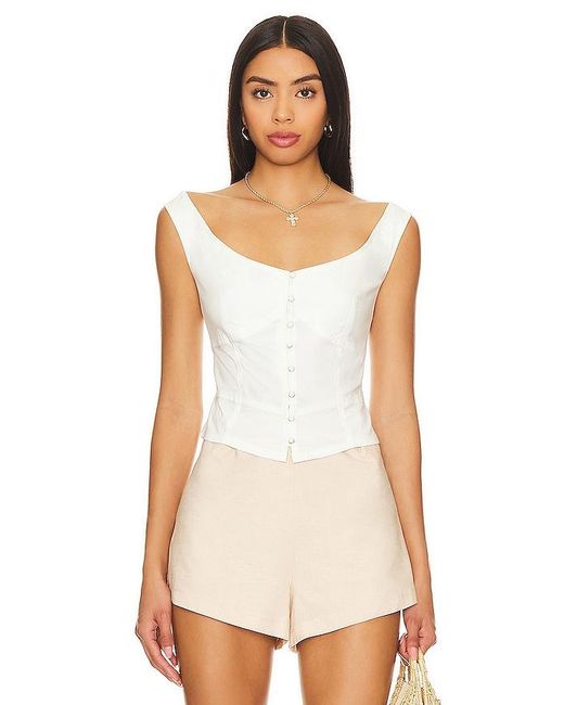 Free People White Sally Solid Corset Top