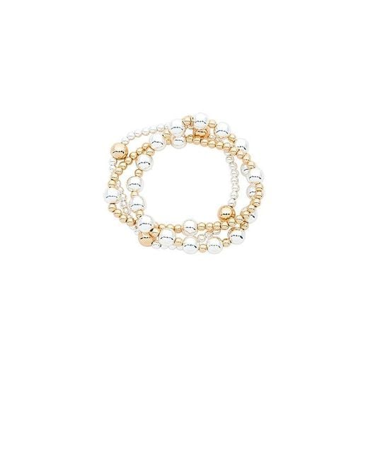 Ettika White Mixed Metal Bubble Line Bracelet Set