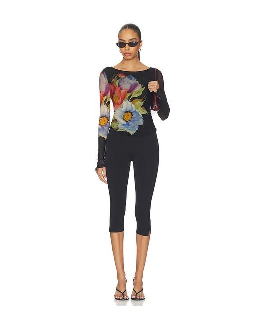Free People Blue Lilly Printed Long Sleeve Top