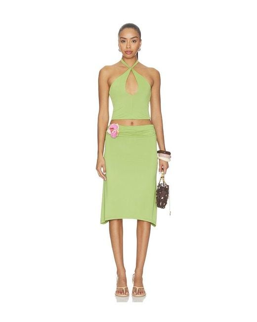 MORE TO COME Green Everlane Midi Skirt Set