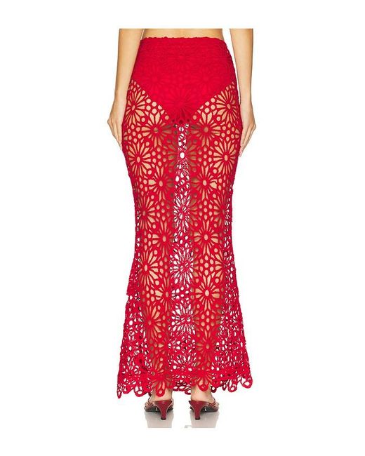 Norma Kamali Red Obie Maxi Skirt