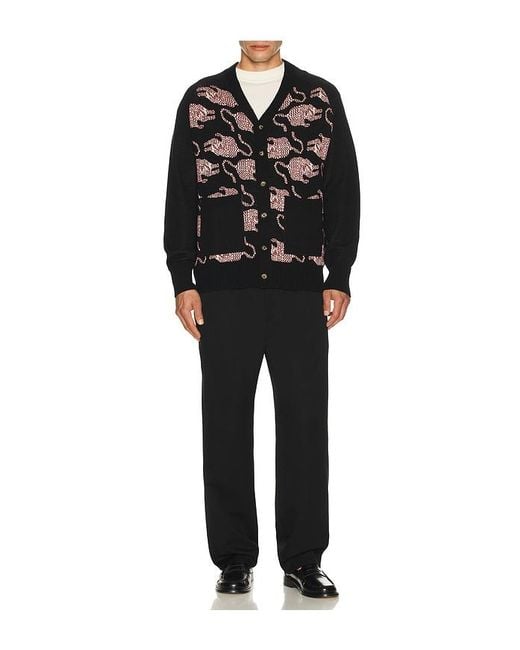 Kardo Black Agamay Knitted Cardigan With Patch Pockets for men