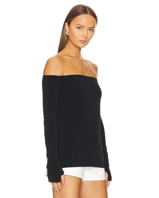 Norma Kamali Black Long Sleeve Off Shoulder Top