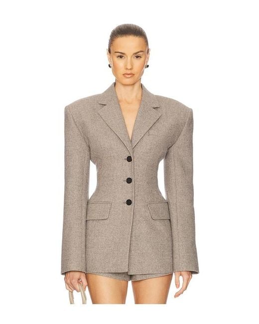 Helsa Natural The Tweed Curve Blazer
