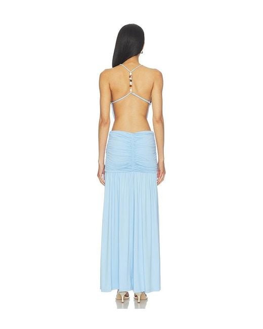 Runaway the Label Blue Imelda High Neck Maxi Dress