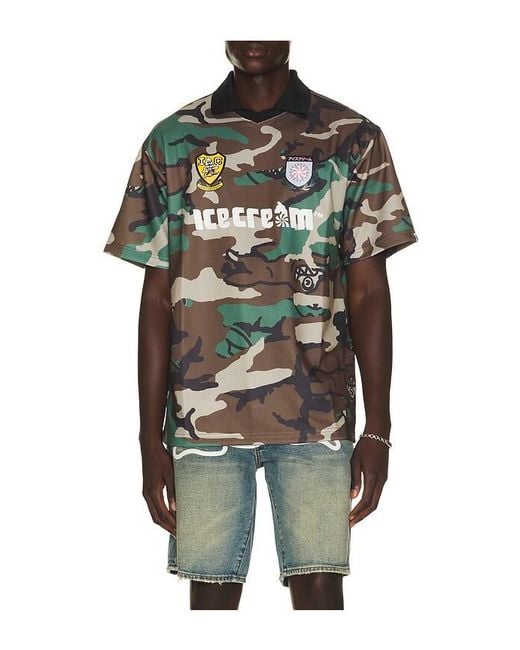 ICECREAM Black Acid Short Sleeve Soccer Jersey for men