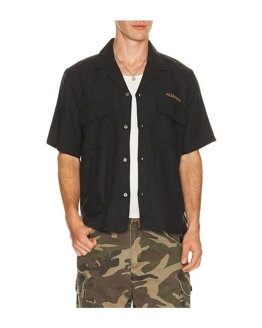 AllSaints Black Dunloe Shirt for men
