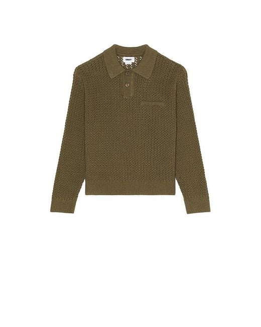 Obey Green Duane Sweater Polo for men