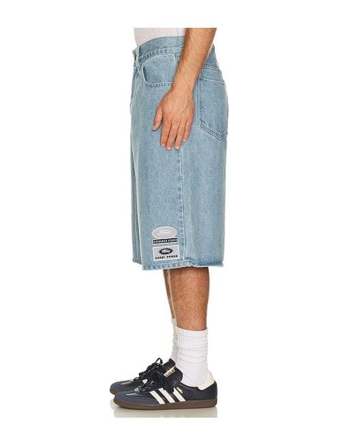 Siegelman Stable Blue X Ford Patched Denim Jorts for men