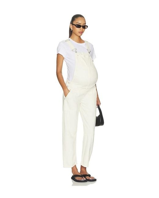 DL1961 White X Bumpsuit Bilie Maternity Overalls