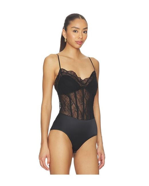 Jonathan Simkhai Black Angelina Lace Bustier Bodysuit