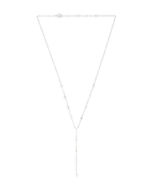 Shashi White Solitaire Station Lariat Necklace