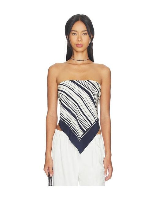 Lovers + Friends Blue Carmen Scarf Top