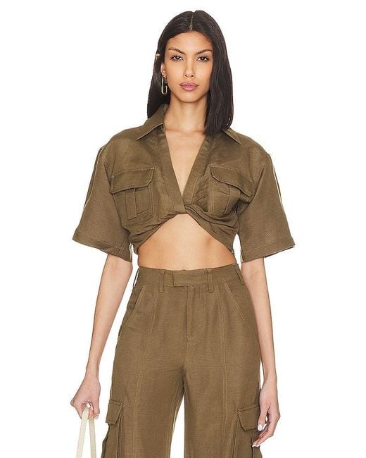 L'academie Brown 'Academie The Chrisa Crop Blouse