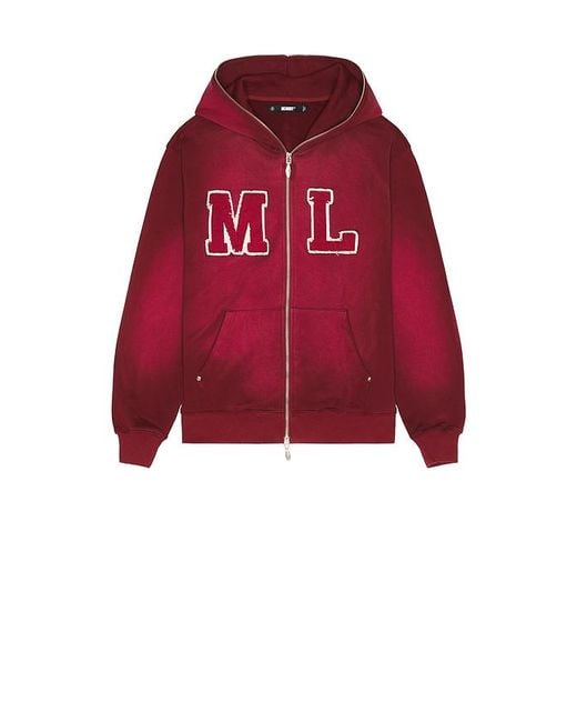Memory Lane Red Initial Full Zip Hoodie for men