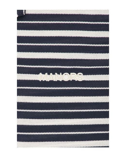 Manors Golf Blue Goat Pique Stripe Polo for men