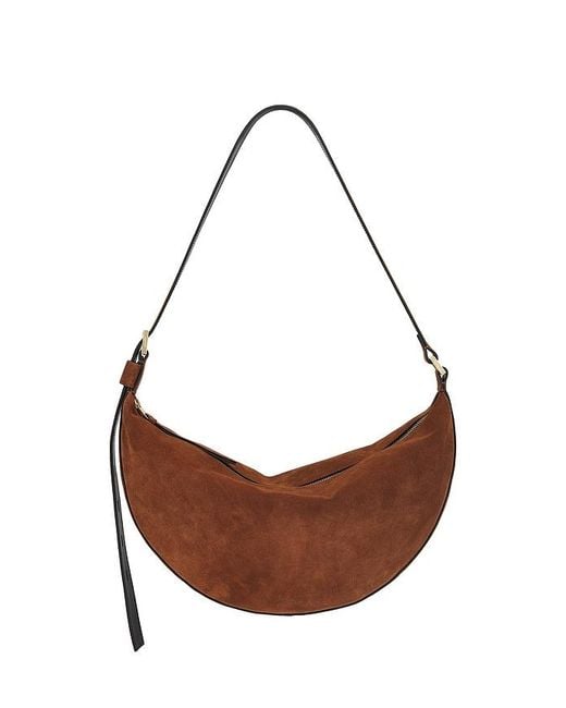 AllSaints Brown Halfmoon Suede Shoulder Bag