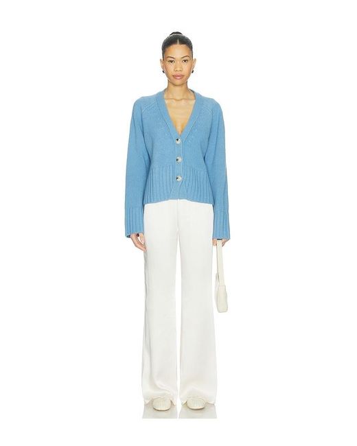 Soft Goat Blue V-Neck Cardigan