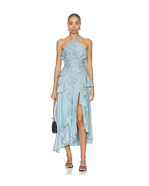 AMUR Blue Ottavia Ruffle Dress