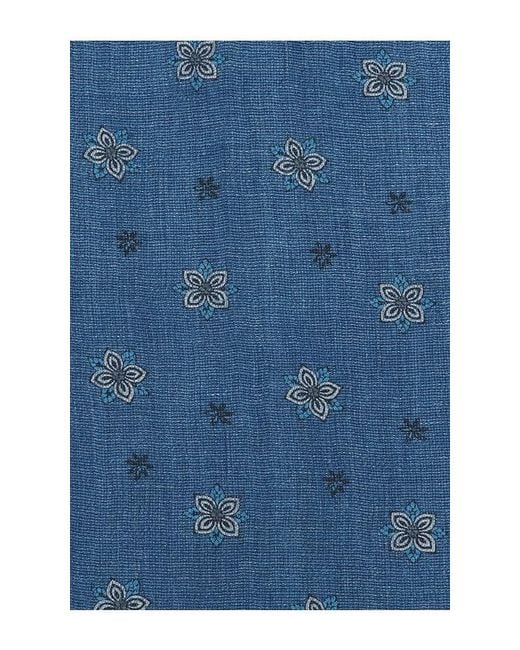 Faherty Brand Blue Short Sleeve Palma Linen Shirt for men