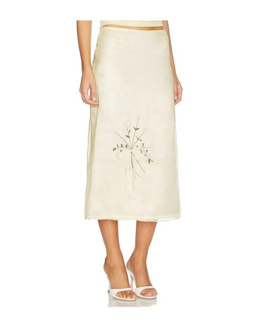 Tanner Fletcher Natural Lisel Embroidered Daisy Skirt