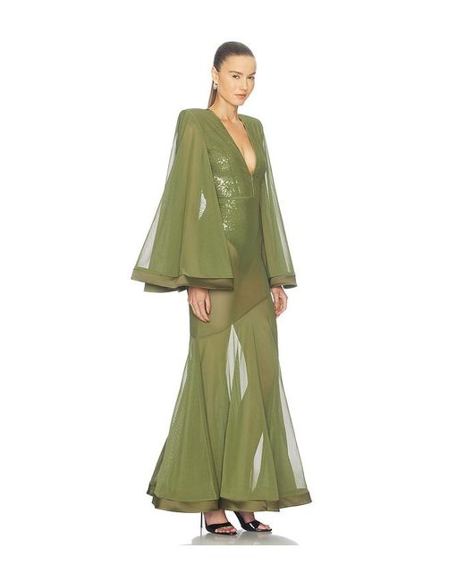 Zhivago Green Illusion Survives Love 2 Pc Mesh Gown