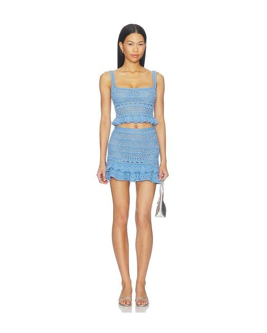 retroféte Blue Damira Crochet Top
