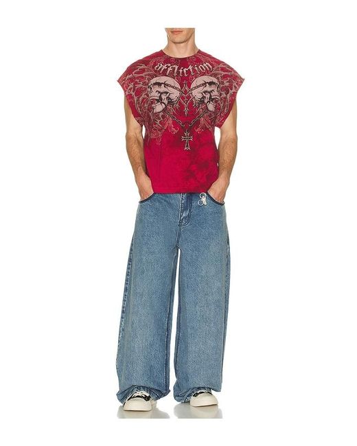 Affliction Red Collapse Muscle Tee for men