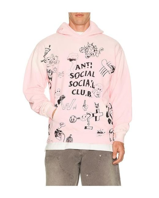ANTI SOCIAL SOCIAL CLUB Pink Illustrated Hoodie for men