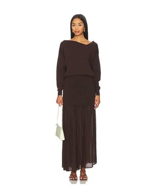 Line & Dot Brown Favorite Off Shoulder Sweater