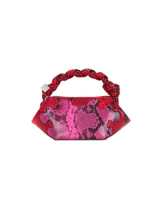 Ganni Red Bou Mini Snake Bag