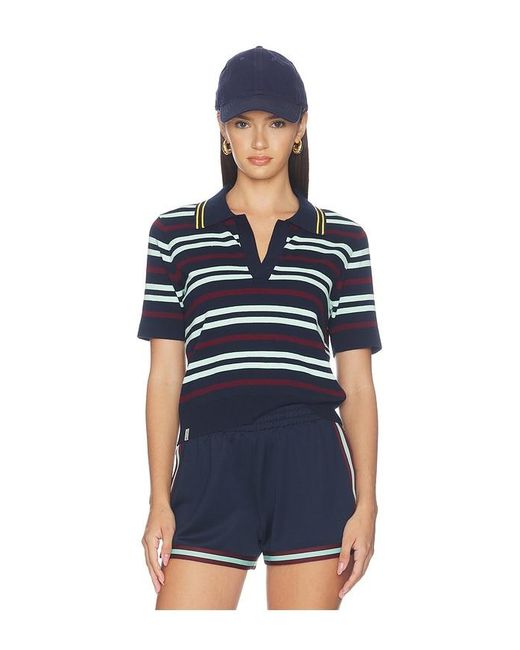 The Upside Blue Archie Collared Knit Polo Top