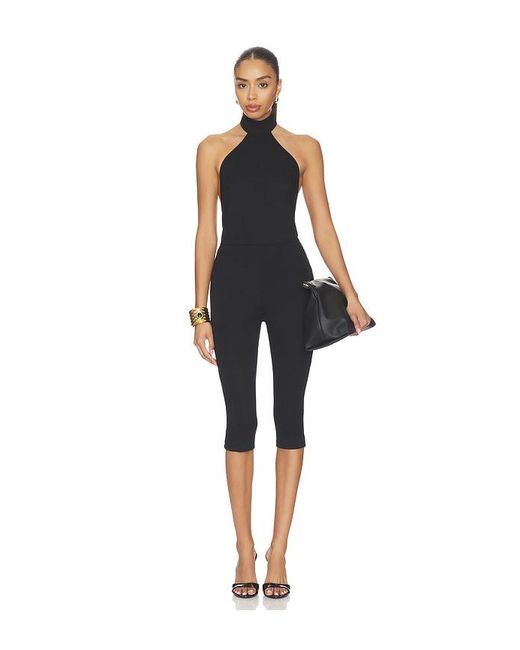 superdown Black Avi Open Back Capri Jumpsuit