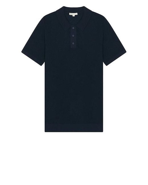 Onia Blue Cotton Textured Knit Polo for men