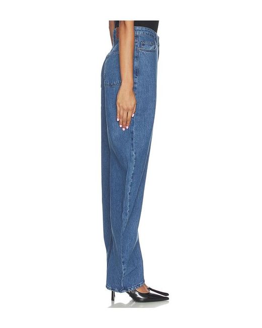 ROTATE BIRGER CHRISTENSEN Blue Draped Barrel Leg Jeans