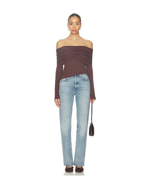MORE TO COME Blue Andrea Off Shoulder Top